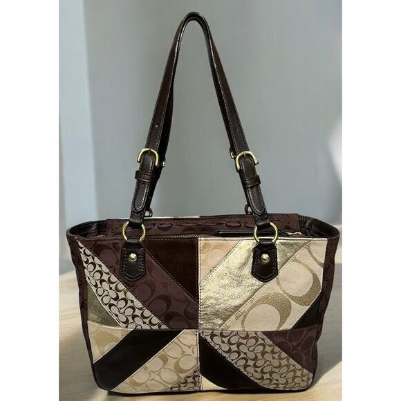 Y2K Coach F17614 Gallery Signature Patchwork Shoulder Bag & F46199 Wristlet - Picture 3 of 14